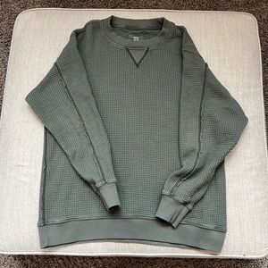 Aerie Waffle long sleeve shirt green size XS